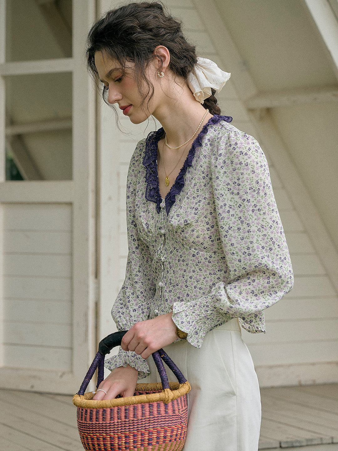 【Final Sale】Laurel V-Neck Floral Blouse - Yellow
