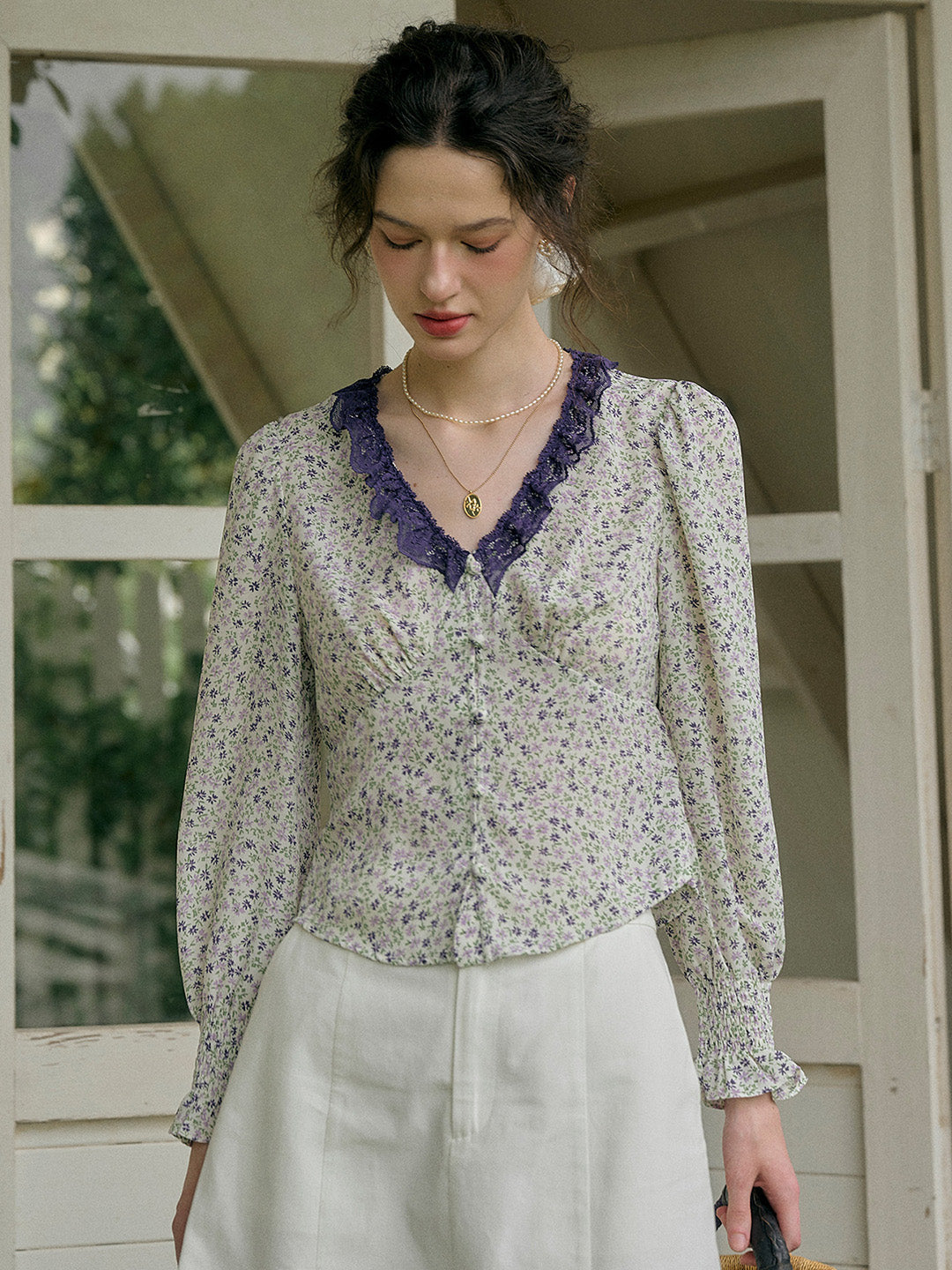 【Final Sale】Laurel V-Neck Floral Blouse - Yellow