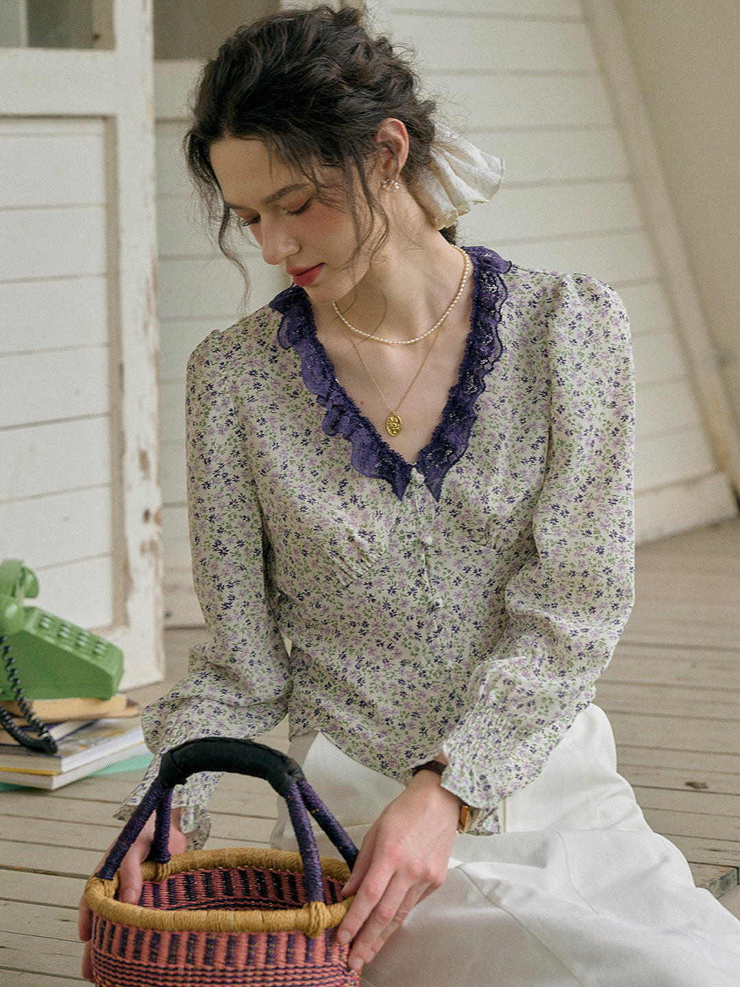【Final Sale】Laurel V-Neck Floral Blouse - Yellow