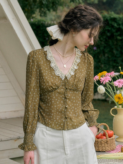 【Final Sale】Laurel V-Neck Floral Blouse - Yellow