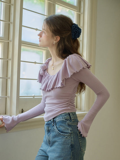 【Final Sale】Azalea Round Neck 3D Rose Top