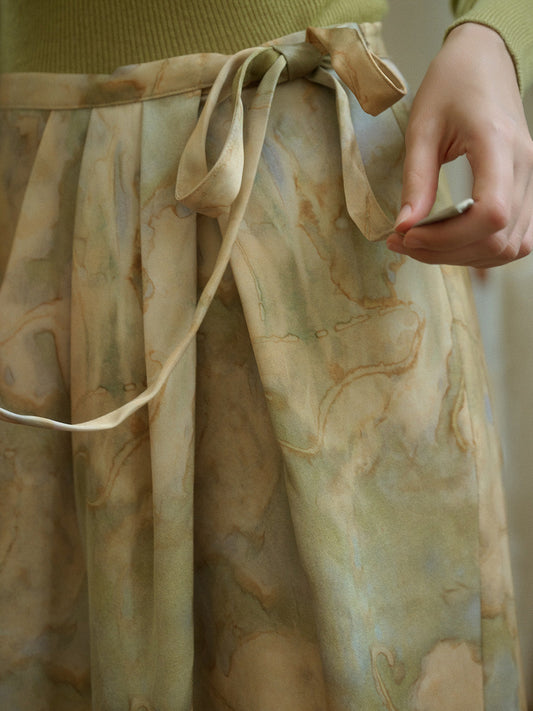 Isabela 油畫緞面半身裙