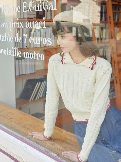 【Final Sale】Eloise Peter Pan Collar Ribbed Wool Sweater