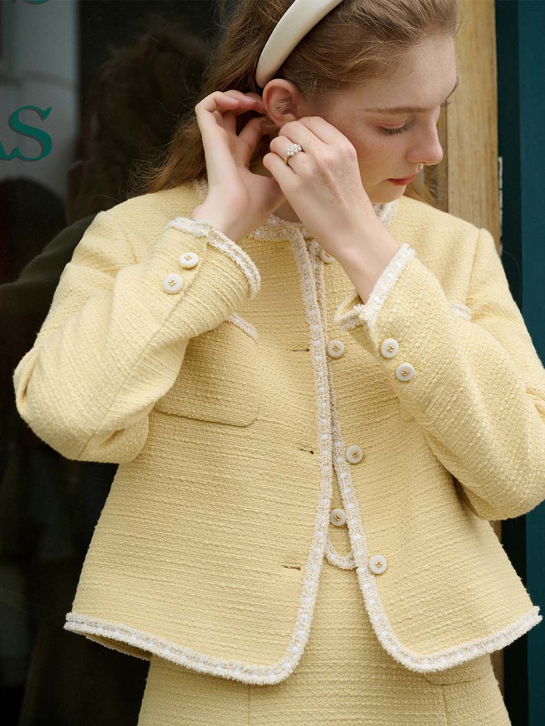 Final Sale】Charlotte Exquisite Color-Blocked Tweed Jacket