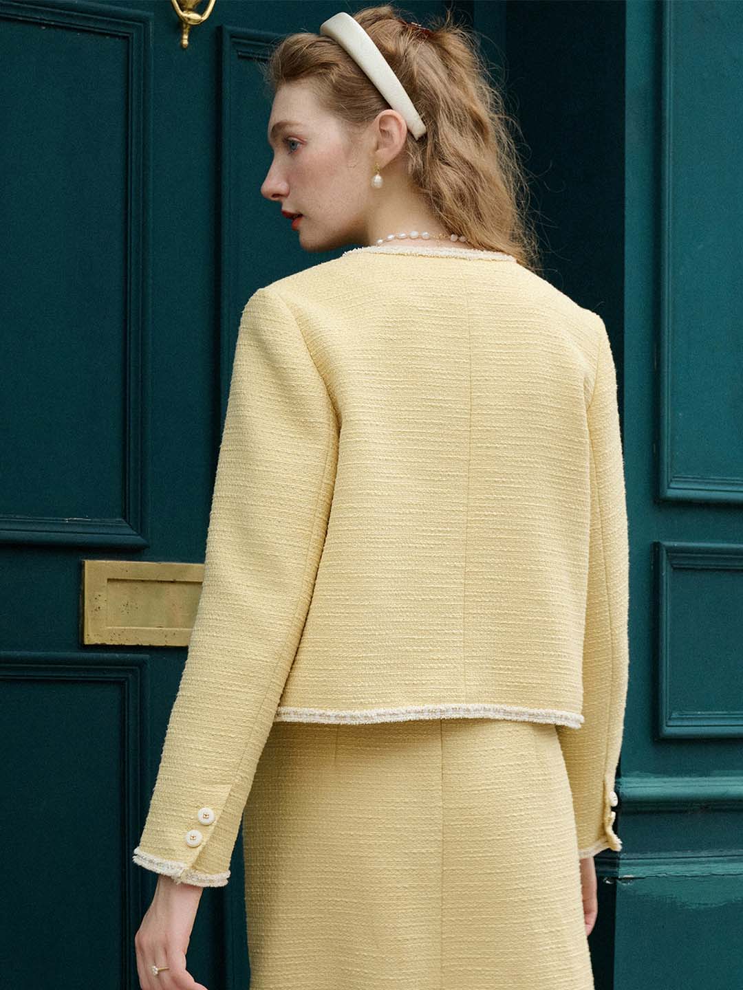 Final Sale】Charlotte Exquisite Color-Blocked Tweed Jacket
