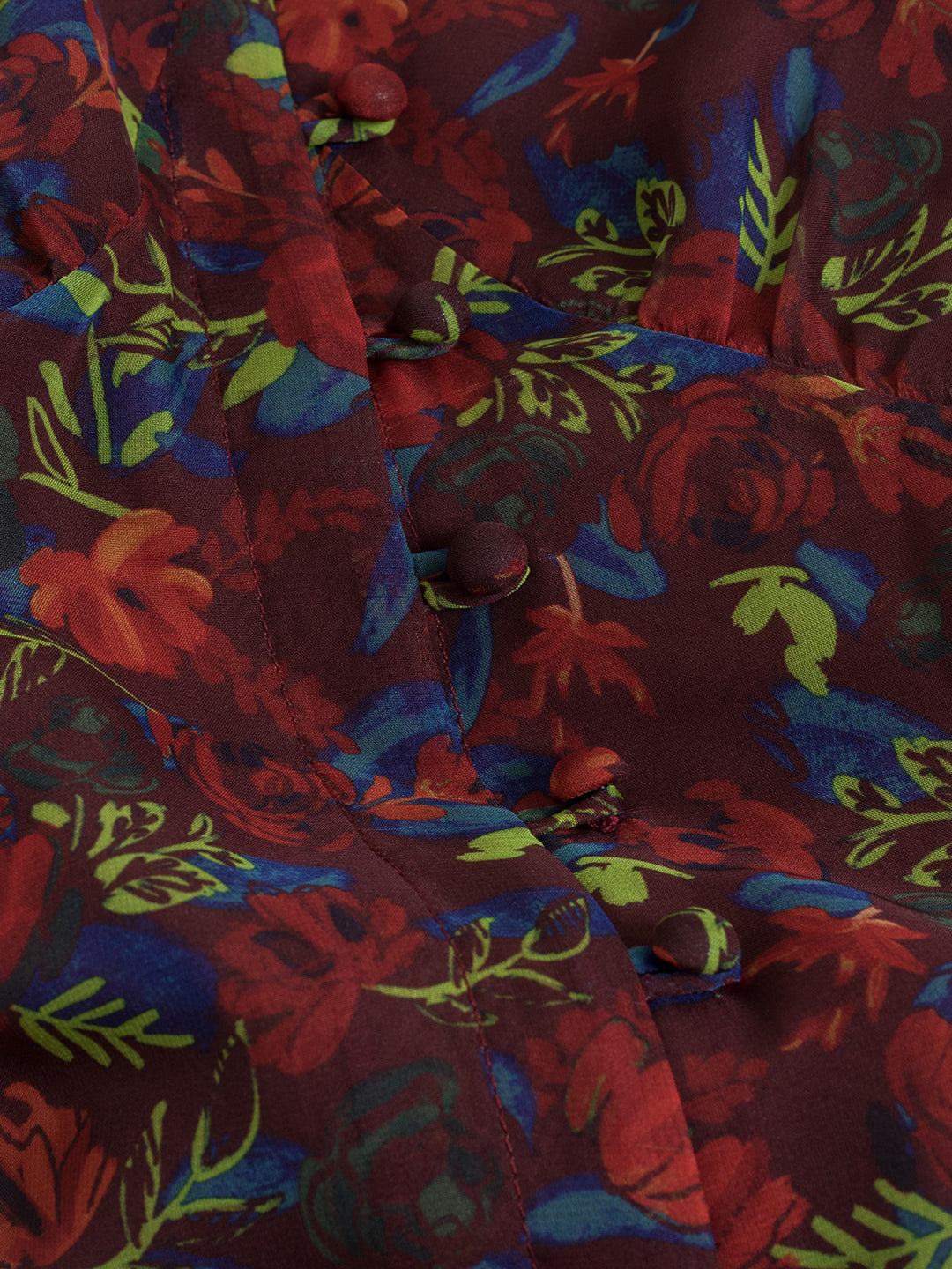 Kora V領印花加大碼洋裝