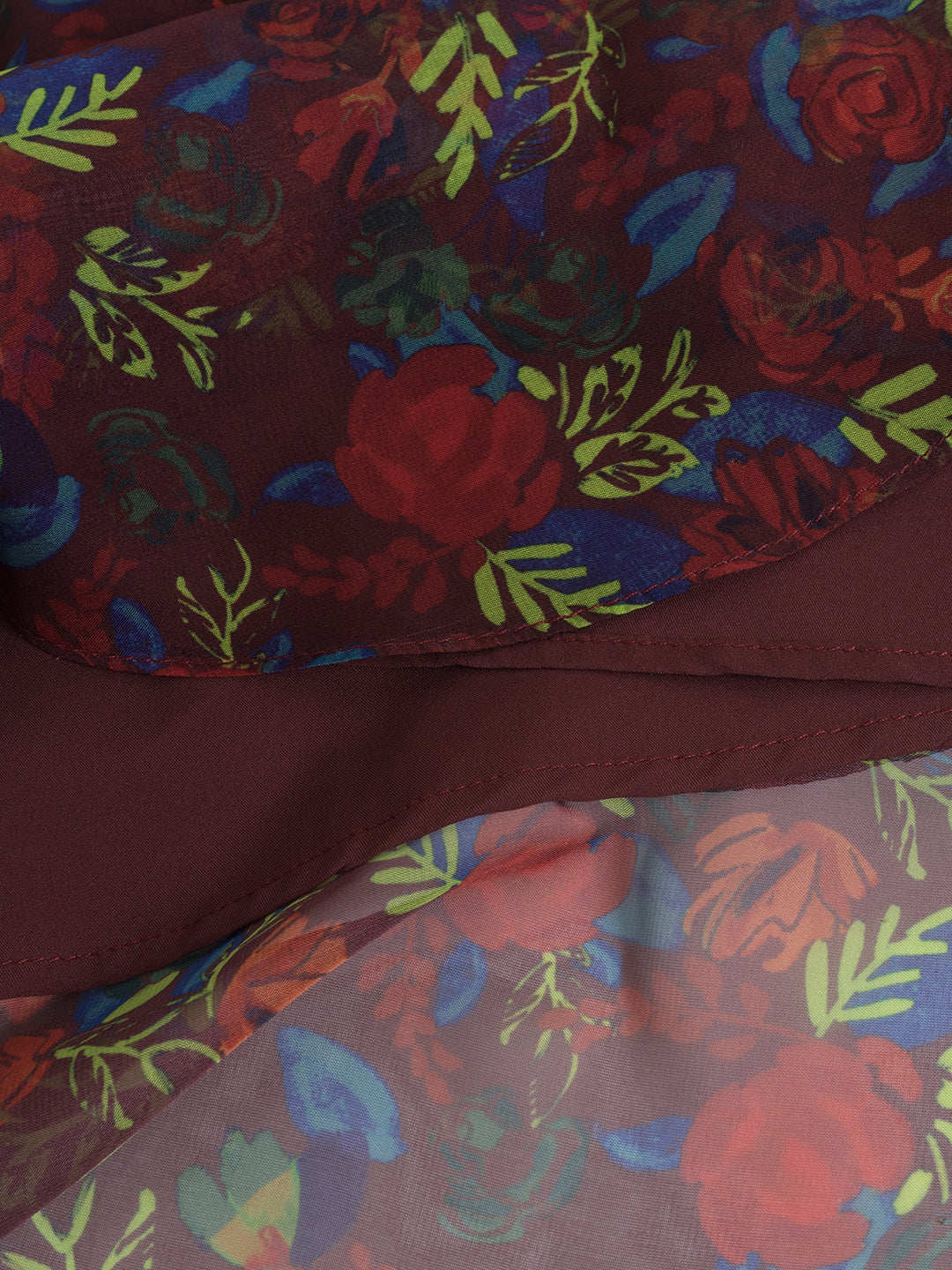 Kora V領印花加大碼洋裝