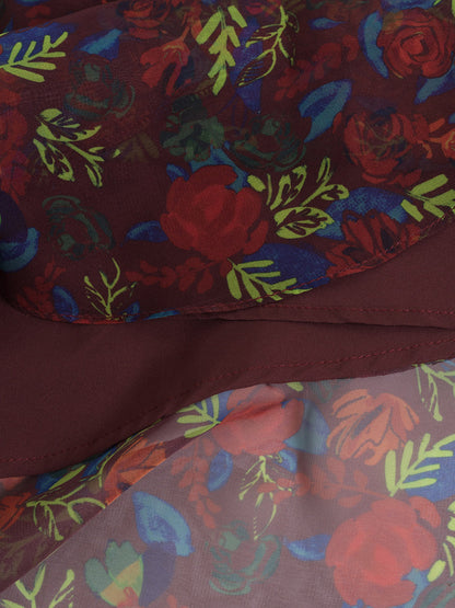 Kora V領印花加大碼洋裝