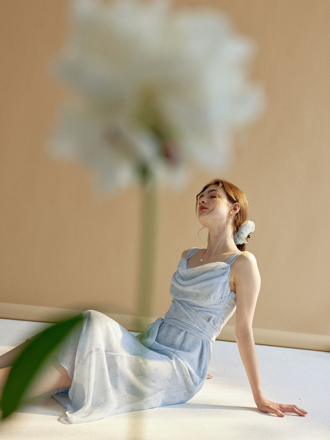 Jaylah 原創芭蕾女孩印花法式盪領吊帶裙