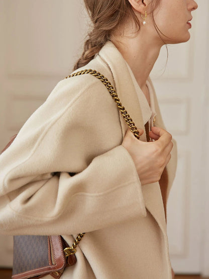 Alyssa apricot suit collar mid-length wool coat
