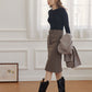 Simpleretro Cataleya French Knee Length Plaid Skirt-5