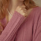 Emma 粉色V領針織衫薄款外套/SIMPLERETRO