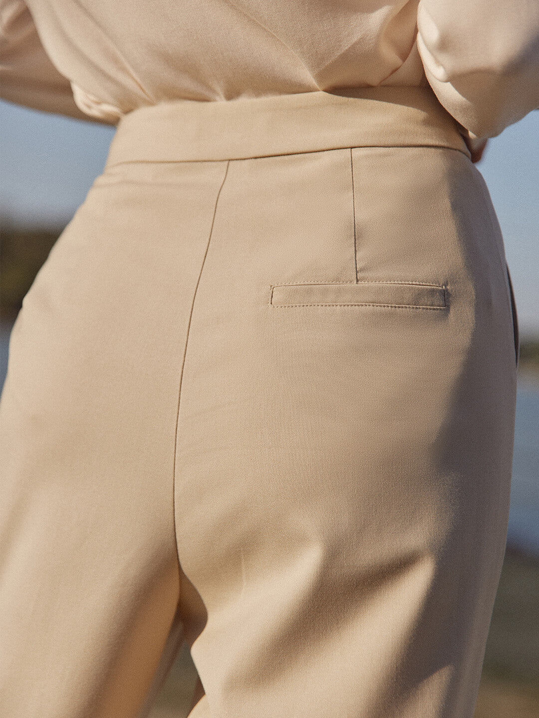 Athena light brown high-waisted straight suit pants