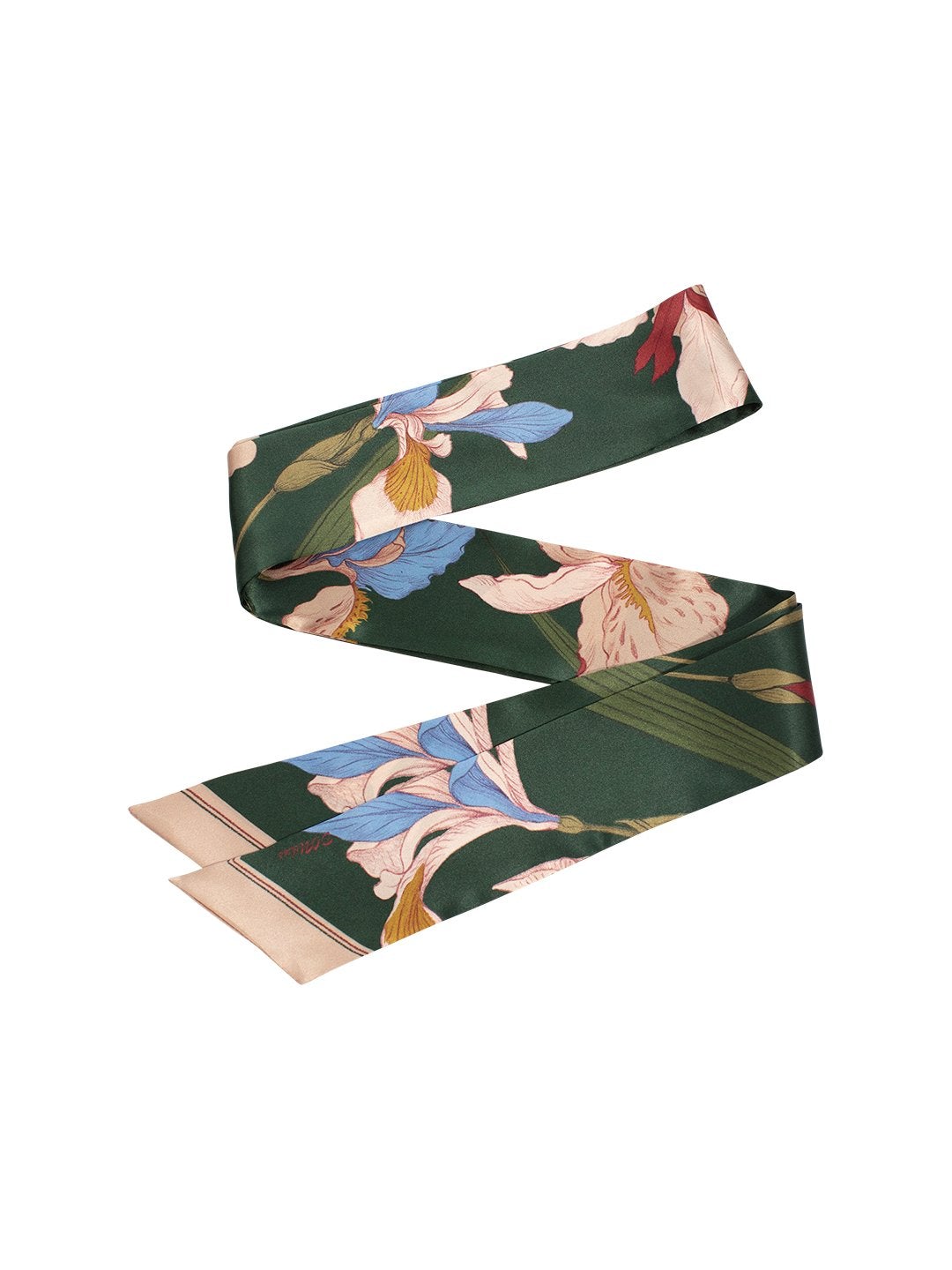 Chowxiaodou 原創彩虹女神4色鳶尾真絲素縐緞長條絲巾