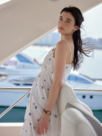 【Pre-order】Marina 原創貝殼刺繡吊帶連衣裙