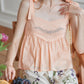 Lucy 粉橙色刺綉綁帶式吊帶衫/SIMPLE RETRO