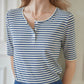 Claire 藍白條紋針織半袖T恤/SIMPLE RETRO