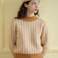 Maya Houndstooth Pattern Contrast Trim Sweater