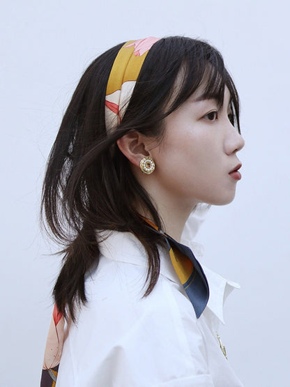 Chowxiaodou 原創2色鬱金香真絲素縐緞長條絲巾