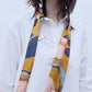 Chowxiaodou 原創2色鬱金香真絲素縐緞長條絲巾