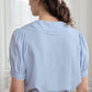 Xiomara Tulip Embroidery Puff Sleeve Button Front Shirt