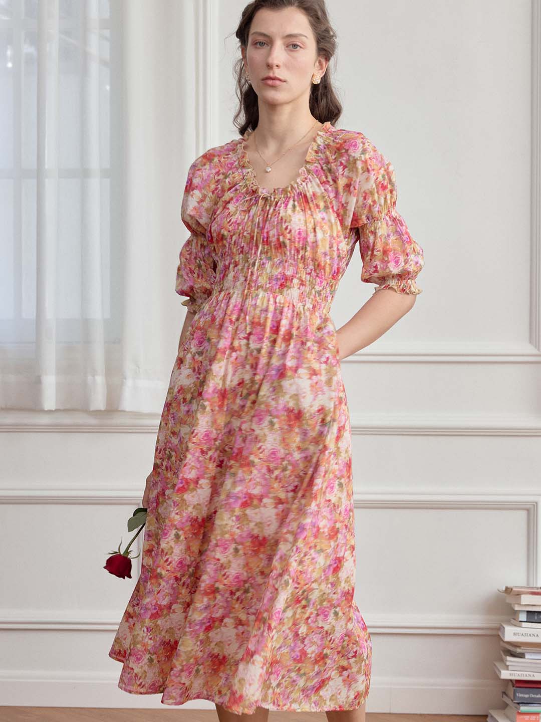 Skyler Floral Print Off Shoulder Dress