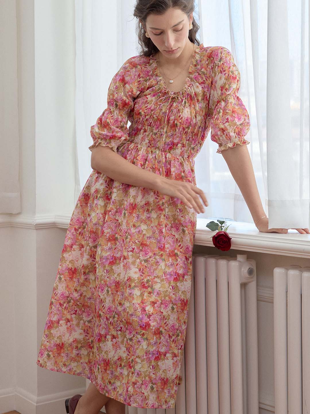 Skyler Floral Print Off Shoulder Dress