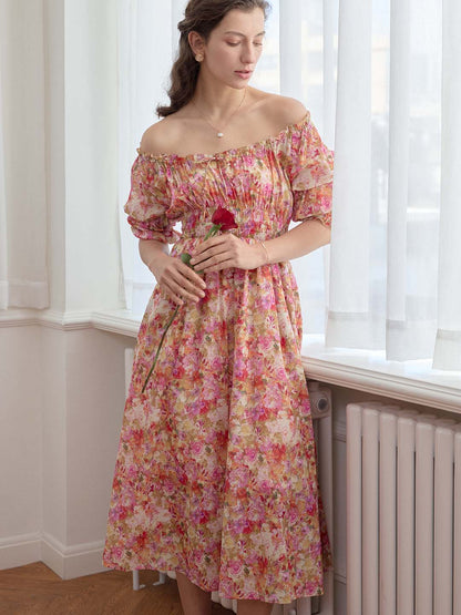 Skyler Floral Print Off Shoulder Dress