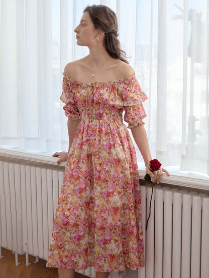 Skyler Floral Print Off Shoulder Dress