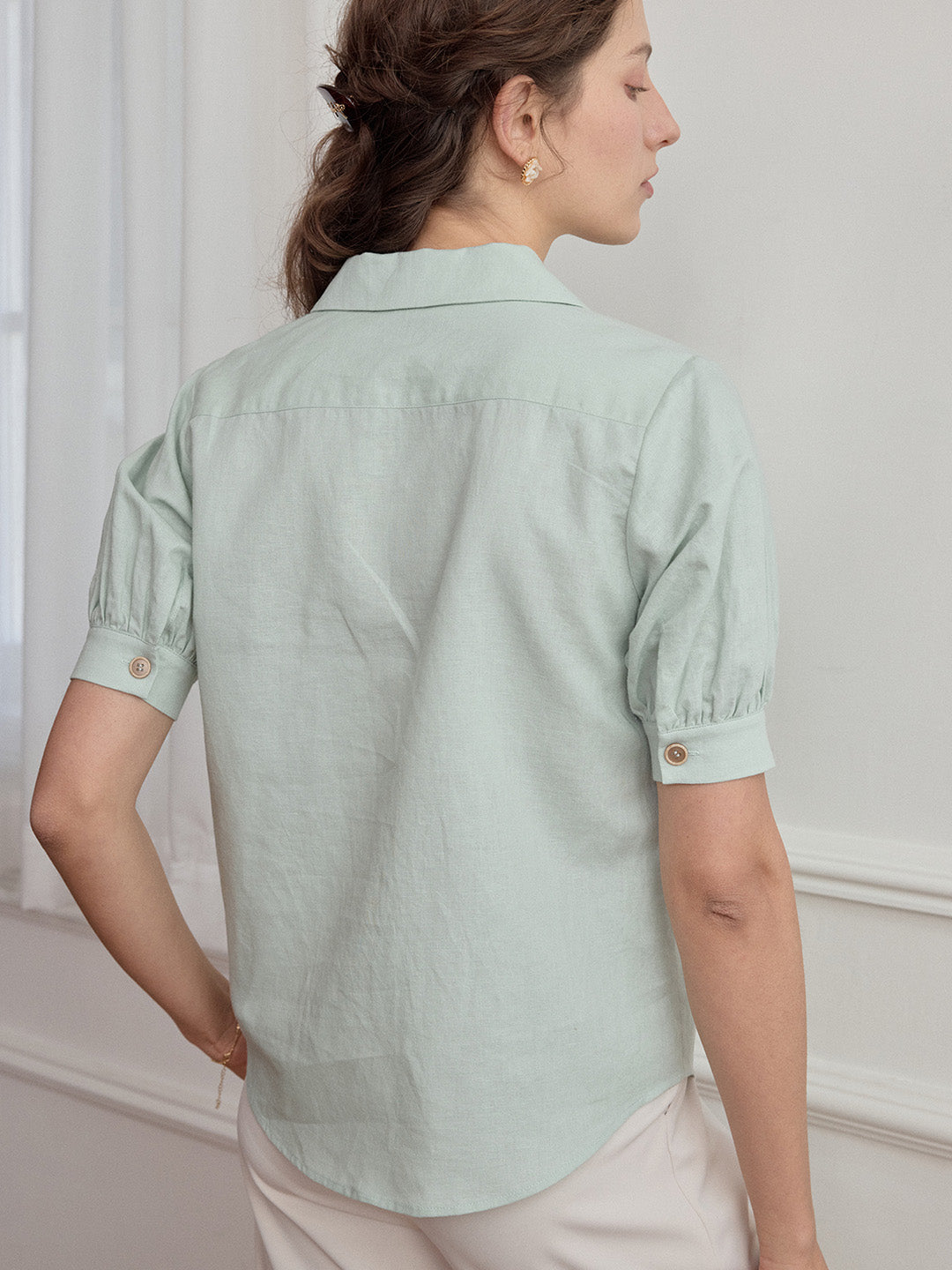 Angelica Lapel Collar Flap Pocket Button Front Shirt
