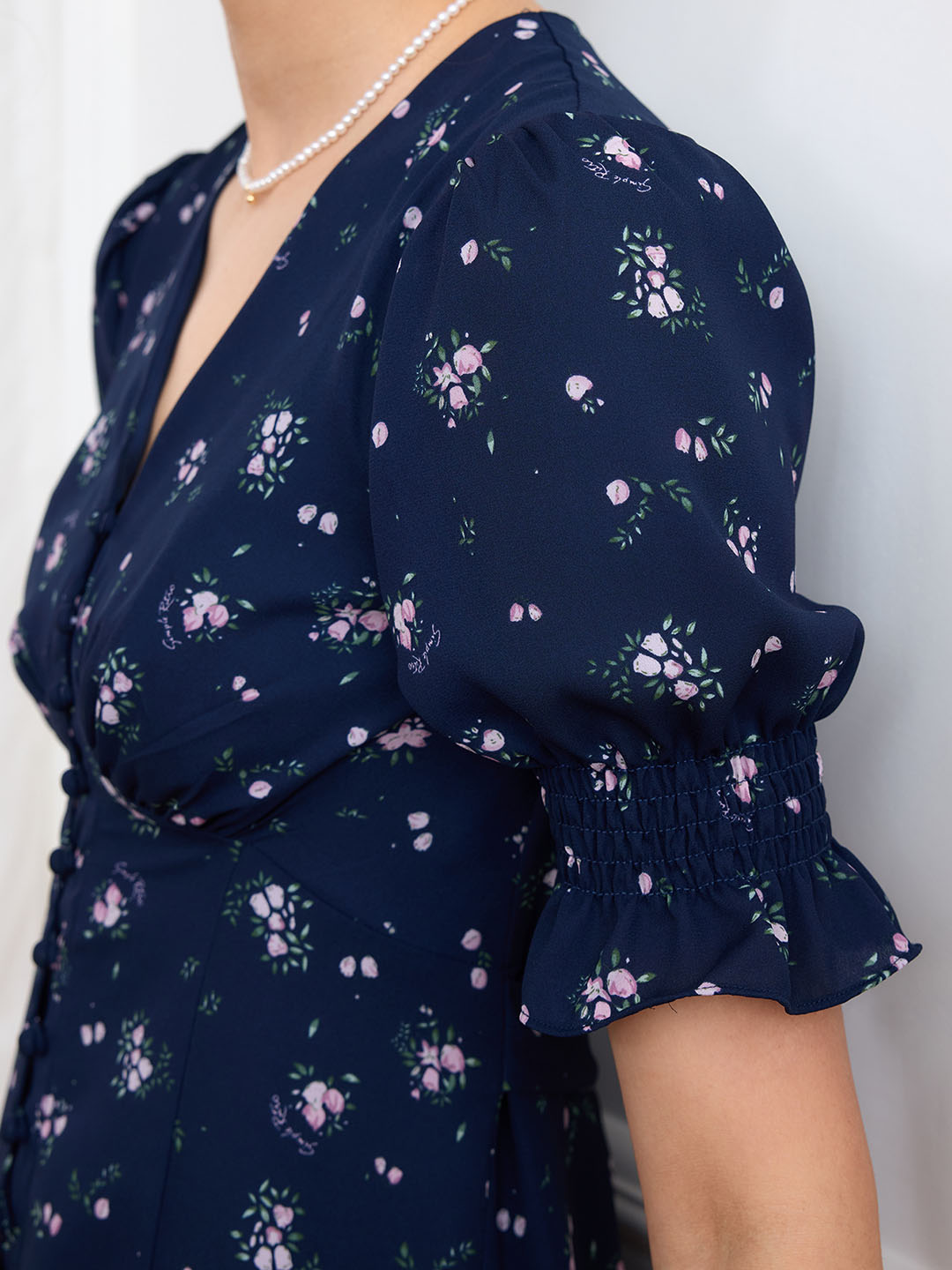 Nalani Ditsy Floral Print Puff Sleeve Ruffle Hem Dress