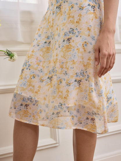 Ellis Floral Print Ruffle Trim Dress