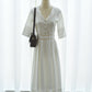 Fiona 法式復古白色V領收腰洋裝