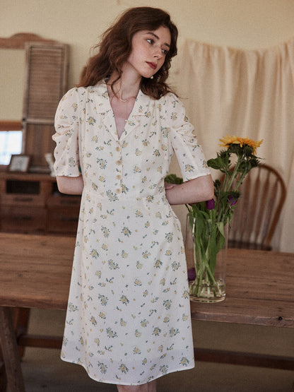 Fannie apricot shirt collar floral dress