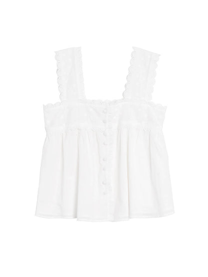 Emerie white embroidered lace halter top