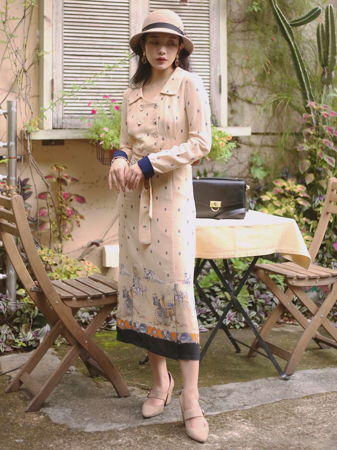 Elizabeth 法式復古油畫洋裝