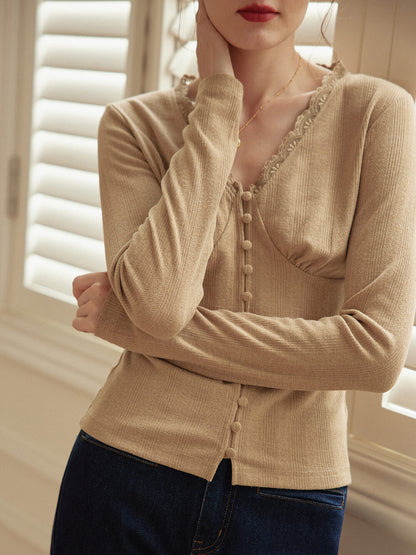 Trina 蕾絲V領針織衫