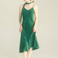 Gwen 復古優雅法式V領吊帶綠色連衣裙