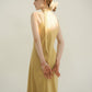 Gwen 復古優雅法式V領吊帶黃色連衣裙