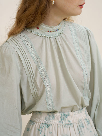 Aylin 半高領刺繡襯衫