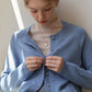 Sariah 圓領鏤空灰藍色針織開衫