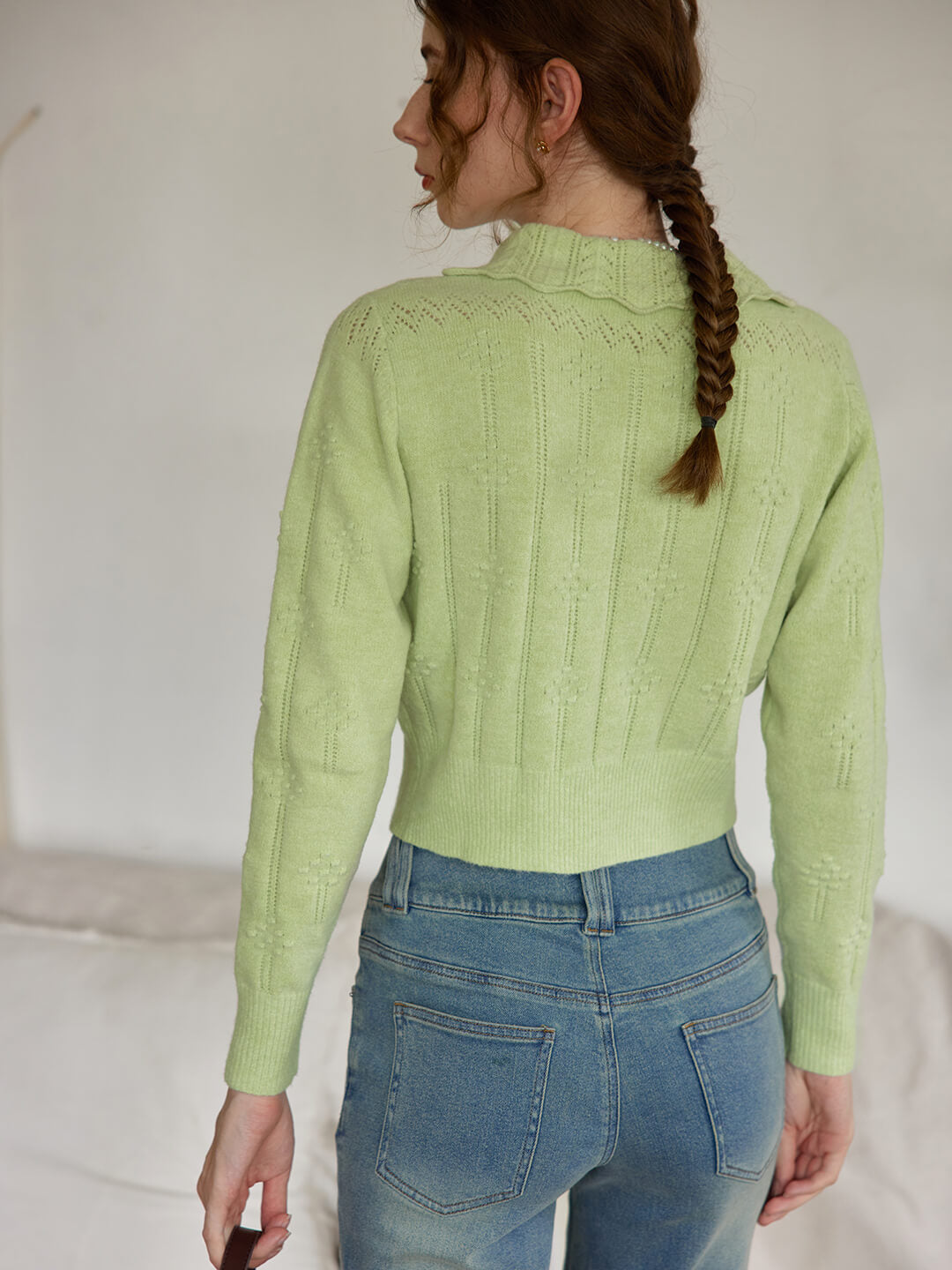 Jasmine 綠色針織短款毛衣/SIMPLERETRO