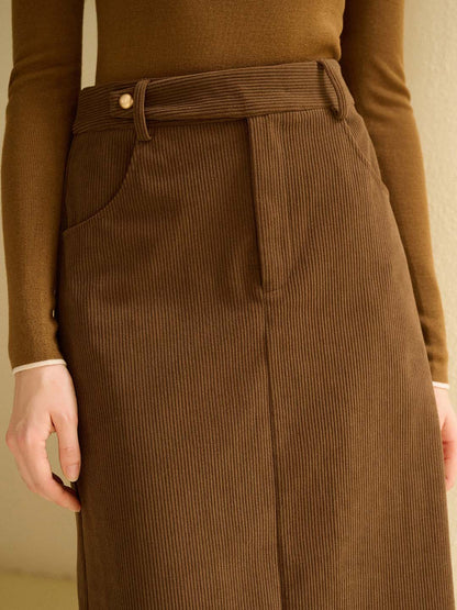Ella Vintage Slit Corduroy Skirt