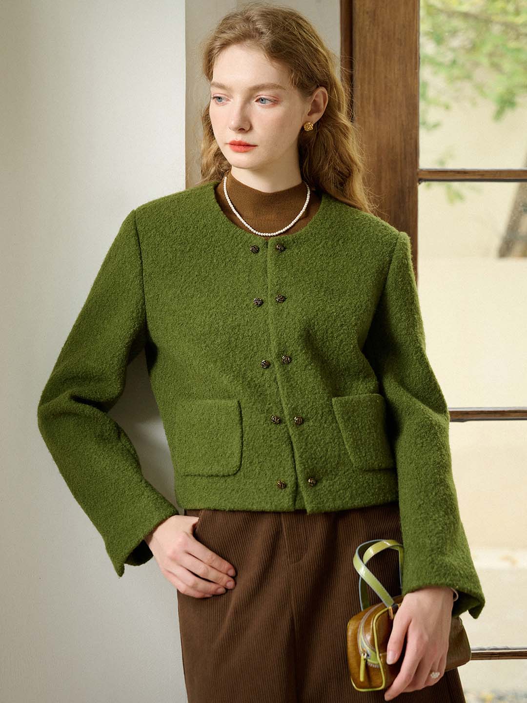 Amelia 羊毛圓領雙排扣夾克
