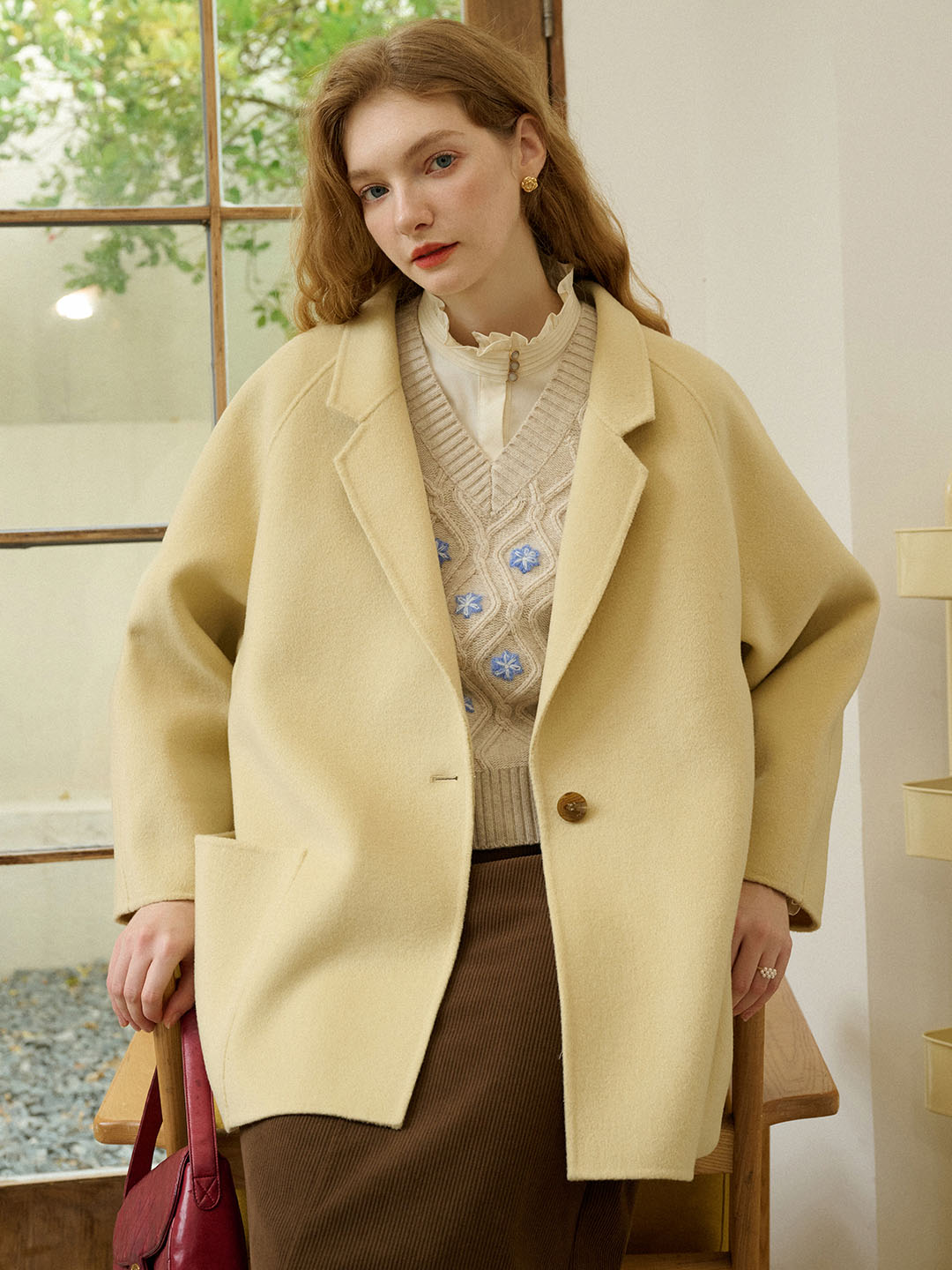 Kinsley Classic Notched Lapel 100% Wool Coat