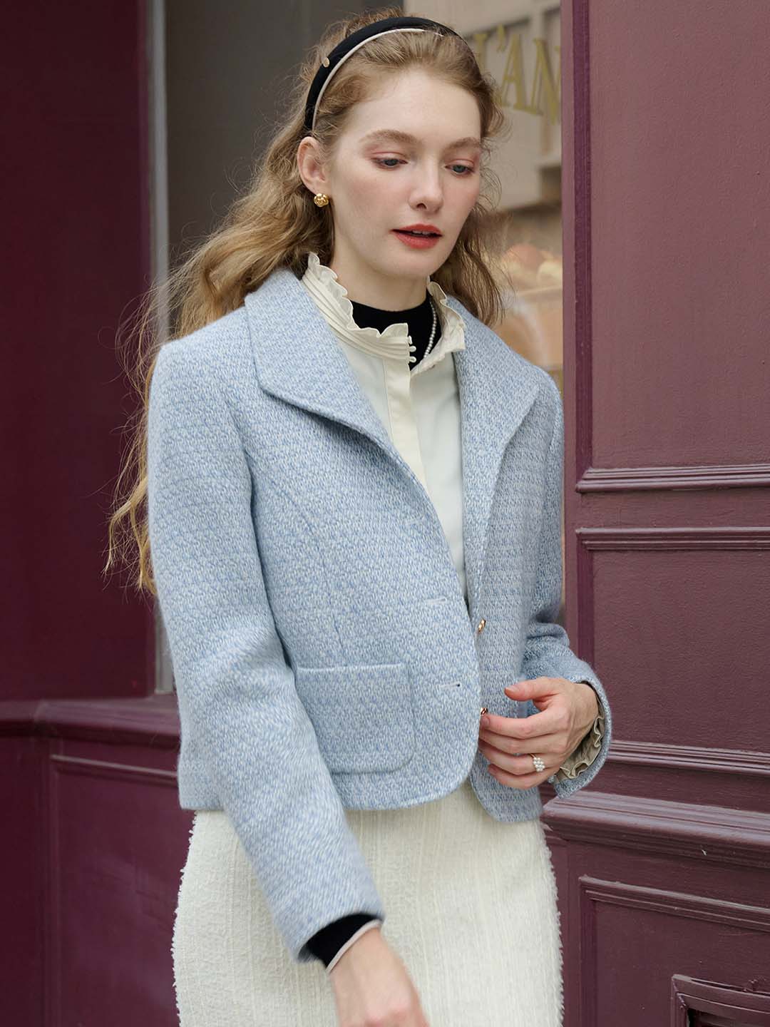 Sophia 簡約翻領花呢夾克