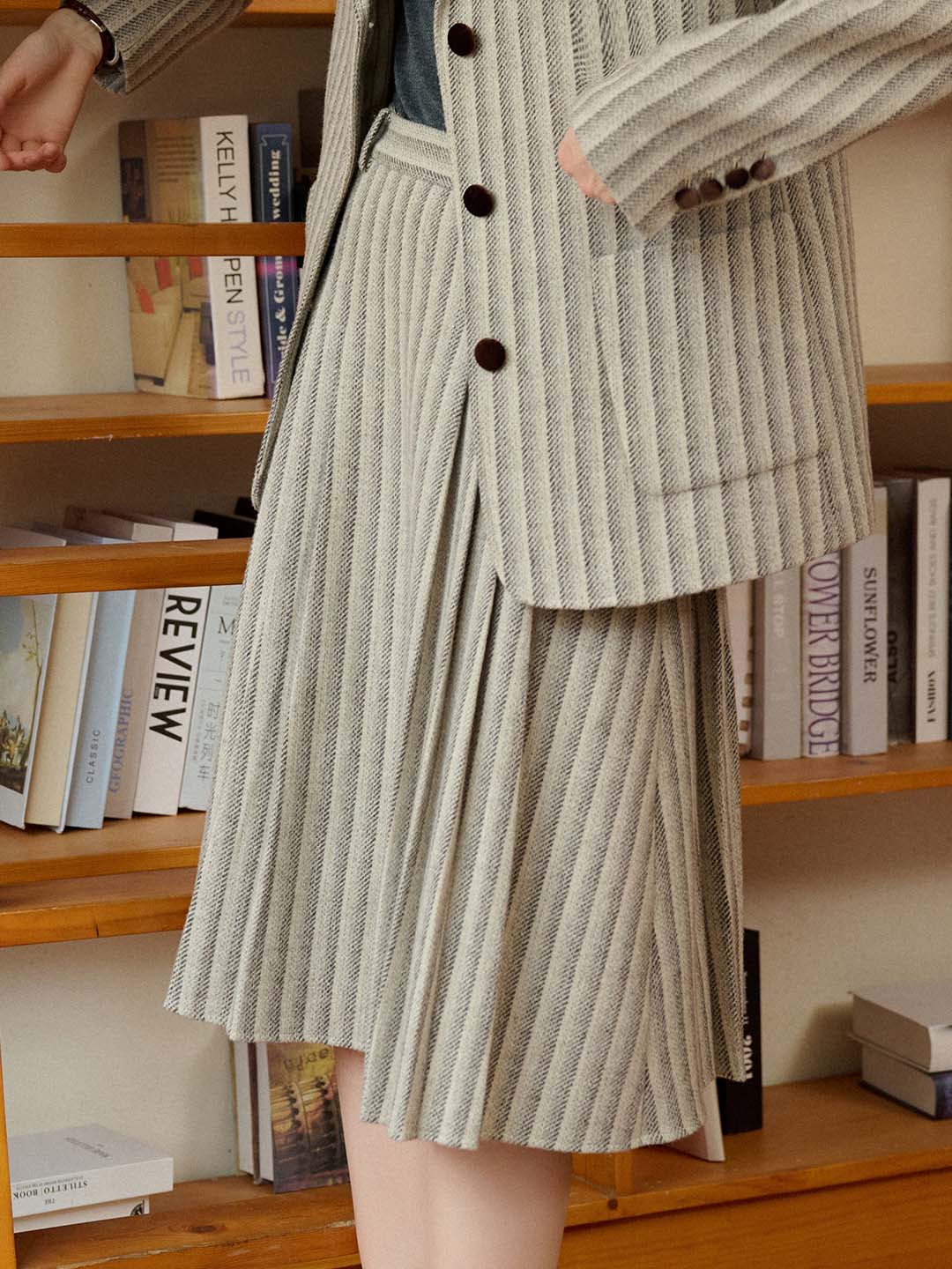 Eleanor Wool-Blend Vintage Pleated Skirt