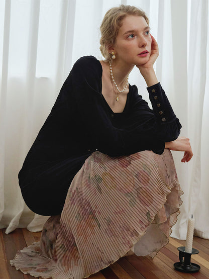 Sadie 花卉印花心型領洋裝
