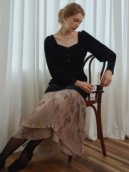 Sadie 花卉印花心型領洋裝