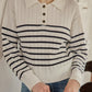 Davian 黑白條紋Polo領針織衫/simple retro